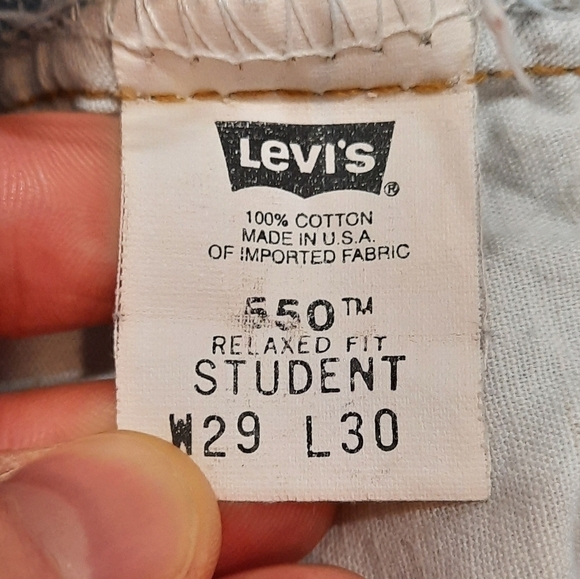 LEVI'S 550 (W 29, L 30) Relaxed Fit Student Highly Distressed Jean Shorts Blue - Picture 8 of 9